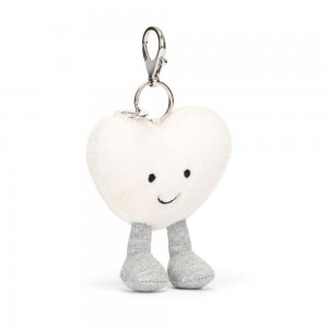 Amuletos Para Bolsos Jellycat Cream Heart 13cm x 9cm x 3cm Blancas Ecuador | PBGQM3605