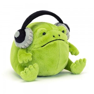 Anfibios Y Reptiles Jellycat Ricky Rain Frog Headphones 15cm x 16cm x 18cm Verde Ecuador | LNJZP7346
