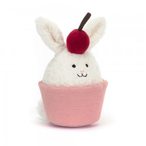 Comida Y Bebida Jellycat Amuseables Dainty Dessert Bunny Cupcake 14cm x 10cm x 9cm Blancas Ecuador | ISBFO6852