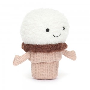 Comida Y Bebida Jellycat Amuseables Ice Cream Cone 14cm x 9cm x 5cm Blancas Ecuador | NOSIX0491