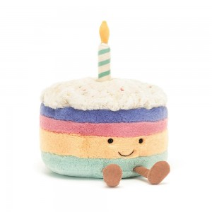 Comida Y Bebida Jellycat Amuseables Rainbow Birthday Cake 26cm x 21cm x 21cm Azules Ecuador | NXHRK8476