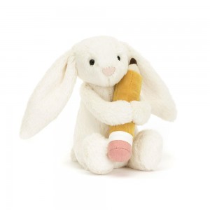 Conejo Jellycat Bashful Bunny with Pencil 7.1in x 3.5in x 3.1in Blancas Ecuador | JVXAN8301