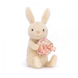 Conejo Jellycat Bonnie Bunny with Egg 18cm x 8cm x 6cm Beige Ecuador | IJBRK8402