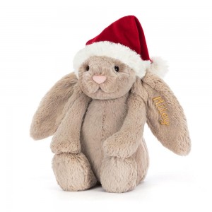 Conejo Jellycat Personalised Bashful Christmas Bunny 31cm x 12cm x 9cm Beige Ecuador | SYVXZ9315