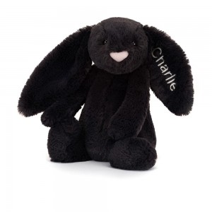 Conejo Jellycat Personalised Bashful Inky Bunny Medium 31cm x 12cm x 9cm Negras Ecuador | TFGJD8567
