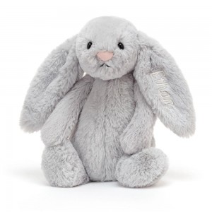Conejo Jellycat Personalised Bashful Silver Bunny Medium 31cm x 12cm x 9cm Gris Ecuador | PHAJQ9130