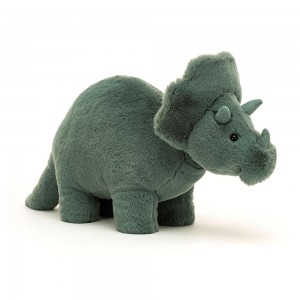 Dragons & Dinosaurs Jellycat Fossilly Triceratops 6.7in x 4.7in x 11.4in Verde Ecuador | DPWBO2453