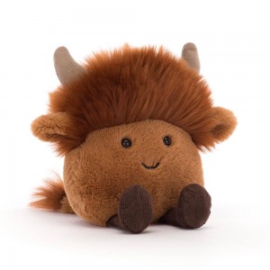 Farmyard Jellycat Amuseabean Highland Cow 12cm x 9cm x 6cm Marrones Ecuador | IMUOT2530
