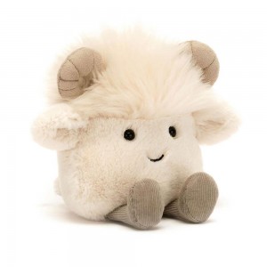 Farmyard Jellycat Amuseabean Ram 12cm x 9cm x 6cm Blancas Ecuador | GZEHQ7362