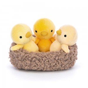 Farmyard Jellycat Nesting Chickies 11cm x 13cm x 13cm Amarillo Ecuador | XOFAK8947