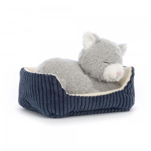 Gatos Y Gatitos Jellycat Napping Nipper Cat 3.9in x 5.9in x 4.7in Gris Ecuador | GQFLB5748