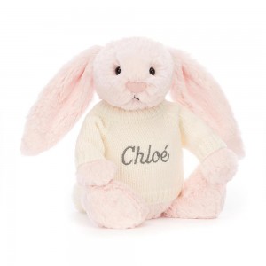 Jerséis Jellycat Bashful Bunny with Personalised Cream Jumper 31cm x 12cm x 9cm Rosas Ecuador | YDPEW1952