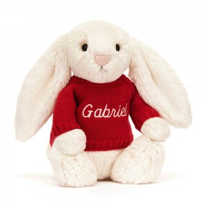 Jerséis Jellycat Bashful Cream Bunny with Personalised Jumper 31cm x 12cm x 9cm Blancas Ecuador | COWAE1095