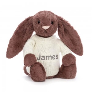 Jerséis Jellycat Bashful Fudge Bunny with Personalised Cream Jumper 31cm x 12cm x 9cm Marrones Ecuador | MHRCI0623