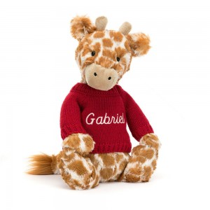 Jerséis Jellycat Bashful Giraffe with Personalised Jumper 31cm x 12cm x 9cm Naranjas Ecuador | RNEIL4287