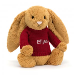 Jerséis Jellycat Bashful Golden Bunny with Personalised Jumper 31cm x 12cm x 9cm Amarillo Ecuador | LEQYF1347