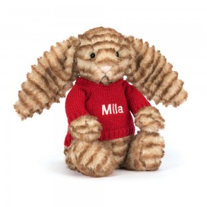 Jerséis Jellycat Bashful Luxe Bunny Juniper with Personalised Jumper 31cm x 12cm x 9cm Marrones Ecuador | EAMQV1208