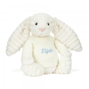 Jerséis Jellycat Bashful Luxe Bunny Nimbus with Personalised Cream Jumper 31cm x 12cm x 9cm Blancas Ecuador | BYTXS3192