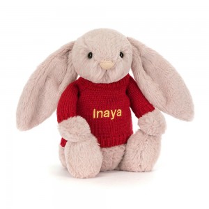Jerséis Jellycat Bashful Luxe Bunny Rosa with Personalised Jumper 31cm x 12cm x 9cm Rosas Ecuador | TRFSM3162