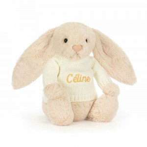 Jerséis Jellycat Bashful Luxe Bunny Willow with Personalised Cream Jumper 31cm x 12cm x 9cm Beige Ecuador | ERJYH2516