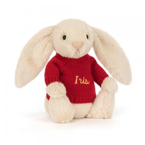 Jerséis Jellycat Bashful Luxe Bunny Willow with Personalised Jumper 31cm x 12cm x 9cm Beige Ecuador | BZNGO2816