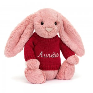 Jerséis Jellycat Bashful Petal Bunny with Personalised Jumper 31cm x 12cm x 9cm Rosas Ecuador | PDUSC1076