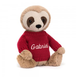 Jerséis Jellycat Bashful Sloth with Personalised Jumper 28cm x 10cm x 7cm Beige Ecuador | TBLJX7562