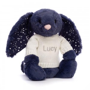 Jerséis Jellycat Bashful Stardust Bunny with Personalised Cream Jumper 31cm x 12cm x 9cm Azules Ecuador | PJXYV6792