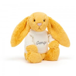 Jerséis Jellycat Bashful Sunshine Bunny with Personalised Cream Jumper 31cm x 12cm x 9cm Amarillo Ecuador | QDJGF4269