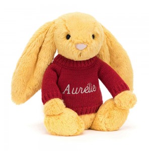 Jerséis Jellycat Bashful Sunshine Bunny with Personalised Jumper 31cm x 12cm x 9cm Amarillo Ecuador | SDZHT9624