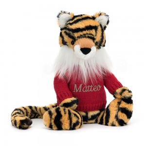 Jerséis Jellycat Bashful Tiger with Personalised Jumper 31cm x 12cm x 9cm Amarillo Ecuador | ZMEBV1530