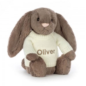 Jerséis Jellycat Bashful Truffle Bunny with Personalised Cream Jumper 31cm x 12cm x 9cm Marrones Ecuador | ICQOL2908