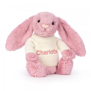 Jerséis Jellycat Bashful Tulip Bunny with Personalised Cream Jumper 31cm x 12cm x 9cm Rosas Ecuador | CUTWH1378