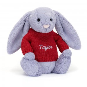 Jerséis Jellycat Bashful Viola Bunny with Personalised Jumper 31cm x 12cm x 9cm Moradas Ecuador | MLXFE5034
