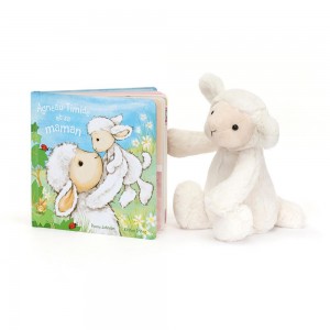 Juegos De Libros Y Juguetes Jellycat Agneau Timide Et Sa Maman Livre and Bashful Lamb Medium Blancas Ecuador | GHMYC0316