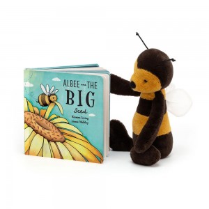 Juegos De Libros Y Juguetes Jellycat Albee And The Big Seed Book and Bashful Bee Medium Negras Ecuador | JQAMB4801