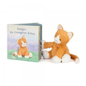 Juegos De Libros Y Juguetes Jellycat Ginger, the Courageous Kitten Book and Fuddlewuddle Ginger Cat Naranjas Ecuador | JOPKI2518
