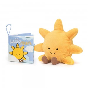 Juegos De Libros Y Juguetes Jellycat Hello Sun Fabric Book and Sun Medium Amarillo Ecuador | QCDON4573