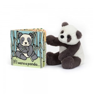 Juegos De Libros Y Juguetes Jellycat If I Were A Panda Book and Harry Panda Cub Small Negras Ecuador | XKJDB7208