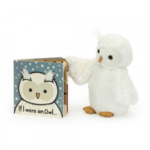 Juegos De Libros Y Juguetes Jellycat If I Were An Owl Board Book and Bashful Owl Medium Blancas Ecuador | ICTMF3186