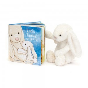 Juegos De Libros Y Juguetes Jellycat Lapin Timide Veut Grandir Livre and Bashful Cream Bunny Medium Blancas Ecuador | JFESU3519