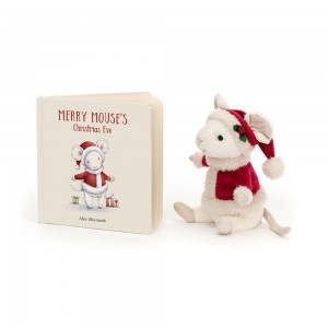 Juegos De Libros Y Juguetes Jellycat Merry Mouse's Christmas Eve Book and Merry Mouse Blancas Ecuador | RIUJW2514