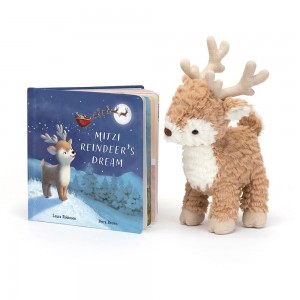 Juegos De Libros Y Juguetes Jellycat Mitzi Reindeer's Dream Book and Mitzi Reindeer Medium Beige Ecuador | YOIRM3481