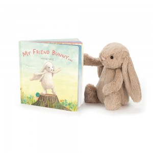 Juegos De Libros Y Juguetes Jellycat My Friend Bunny Book and Bashful Bunny Medium Beige Ecuador | SELKI6432