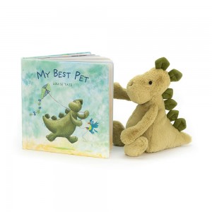 Juegos De Libros Y Juguetes Jellycat My Best Pet Book and Bashful Dino Medium Verde Ecuador | QSUOB7895