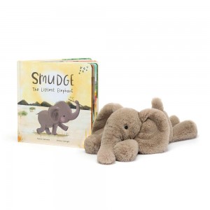 Juegos De Libros Y Juguetes Jellycat Smudge the Littlest Elephant Book and Smudge Elephant Medium Gris Ecuador | RSCQY6015