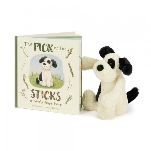 Juegos De Libros Y Juguetes Jellycat The Pick of the Sticks Book and Bashful & Cream Puppy Medium Blancas Ecuador | JCFZL5947