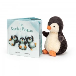 Juegos De Libros Y Juguetes Jellycat The Naughty Penguins Book and Peanut Penguin Medium Negras Ecuador | XJOSP7085
