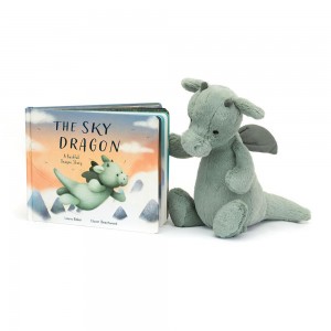 Juegos De Libros Y Juguetes Jellycat The Sky Dragon Book and Bashful Dragon Medium Verde Ecuador | ATICH8516