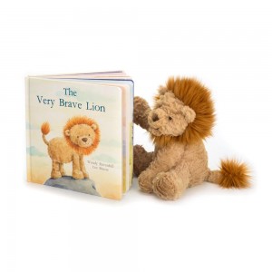 Juegos De Libros Y Juguetes Jellycat The Very Brave Lion Book and Fuddlewuddle Lion Medium Marrones Ecuador | YHPMK3916